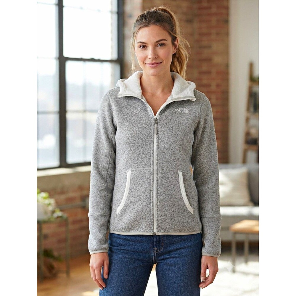 The North Face TKA 100 Gray Jacket Women’s XL Full Zip Pockets Short